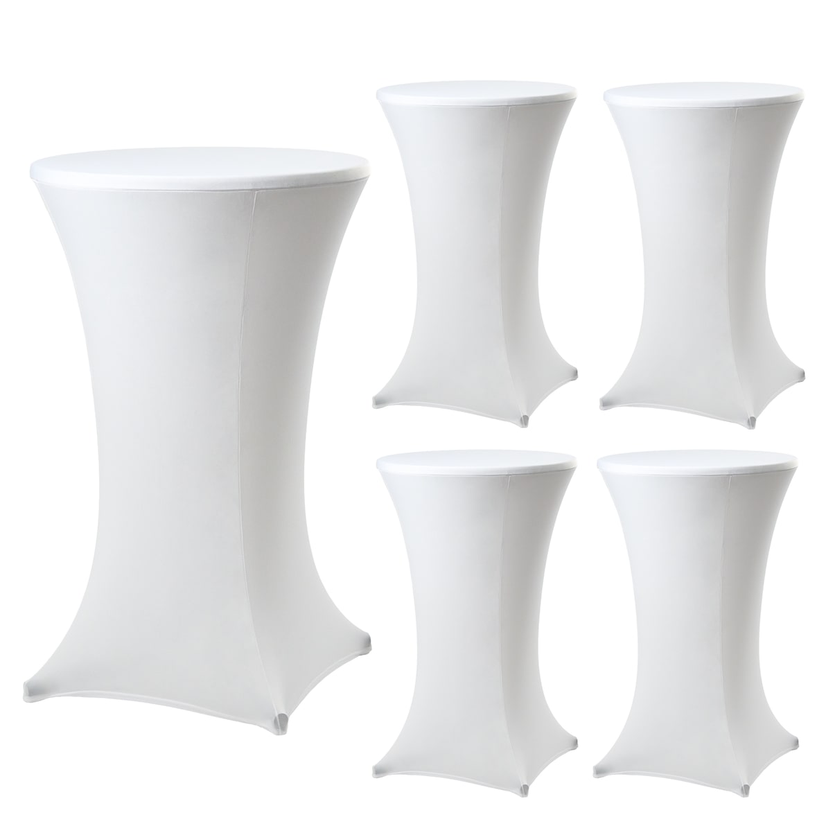 5er Set Stehtischhusse 60 cm weiß Tischdecke Husse Partytisch Bistrotisch Decke