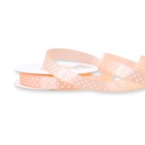 thumbnail of 12mm Satinband 25m mit Punkten Schleifenband Geschenkband Dekoband Stoffband Apricot Weiß