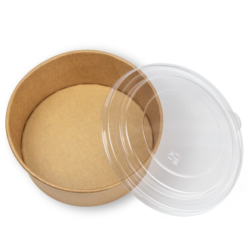 DayBays 300 Stk. Salatschalen 1300 ml Salatbox Kombi 184x161x70 mm mit Deckel Kraft Braun Rund