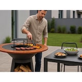 thumbnail of PURLINE Barbecue rond avec plaque en acier, grille et plateau en bois EFP59B WOOD