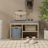 thumbnail of Banco zapatero de bambú mueble zapatero con asiento cesta extraíble y estantes abiertos para 4 pares de zapatos 69x30x45 cm natural