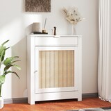 thumbnail of HOMCOM cubre radiadores con puerta abatible y ratán, cubreradiador de MDF, 78x19x95,5 cm, cubierta para radiador, compartimento, blanco