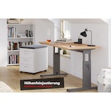 thumbnail of bümö Homeoffice Schreibtisch "O-Serie" höhenverstellbar, Tischplatte 140 x 67,2 cm in Asteiche, Gestell in weiß