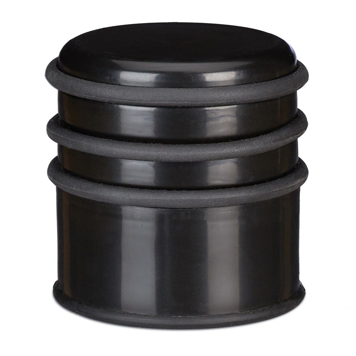 Relaxdays Türstopper für den Boden, schwerer Türpuffer, für Türen & Fenster bei Luftzug, 3 Gummiringe, ∅ 7 cm, schwarz