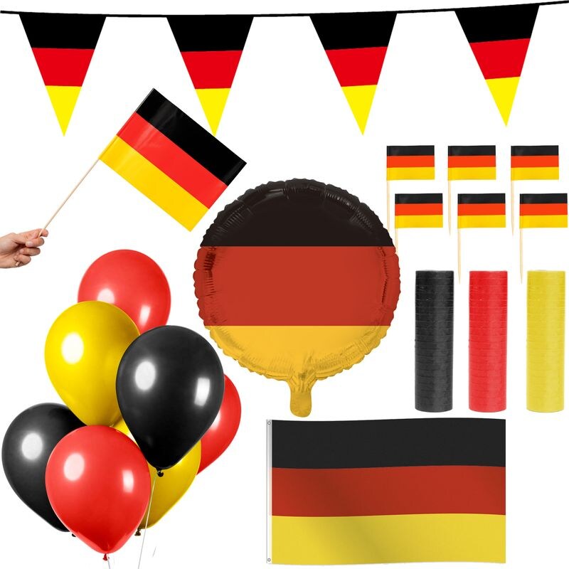 Deutschland Party Deko Set 96 tlg. Partyset Partydeko schwarz rot gold Fussball EM WM