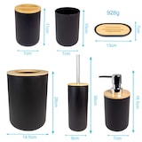 thumbnail of Badezimmer Zubehör Set aus Bambus Kunststoff in Schwarz - 6 teiliges Set Zahnputzbecher Seifenschale Seifenspender Toilettenbürste Halterung Mülleimer
