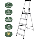 thumbnail of BRASQ Huishoudtrap 5-treden Zilver - keukentrap inklapbaar aluminium voor Particulier en professioneel gebruik - Trap Ladder - Anti slip