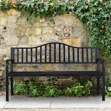 thumbnail of Relaxdays Gartenbank mit klappbarem Tisch, 3-Sitzer, stabil, Garten, Metall Balkonbank, HBT 89 x 150 x 58,5 cm, schwarz