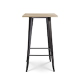 thumbnail of Table de bar "Mange Debout" style industriel en métal noir mat et plateau bois clair - 60x60 cm