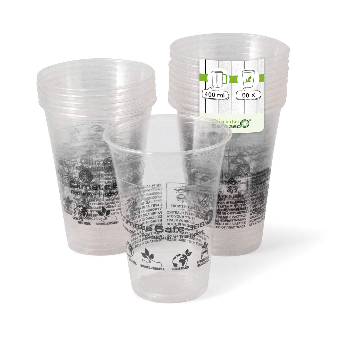 greenbox - Smoothie Becher aus PLA 400 ml / 16 oz, Ø 96 mm, 50 St.