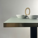 thumbnail of RestooTab - Tisch Milan T 70x70cm Dekor grün celadon Kanten messingfarben