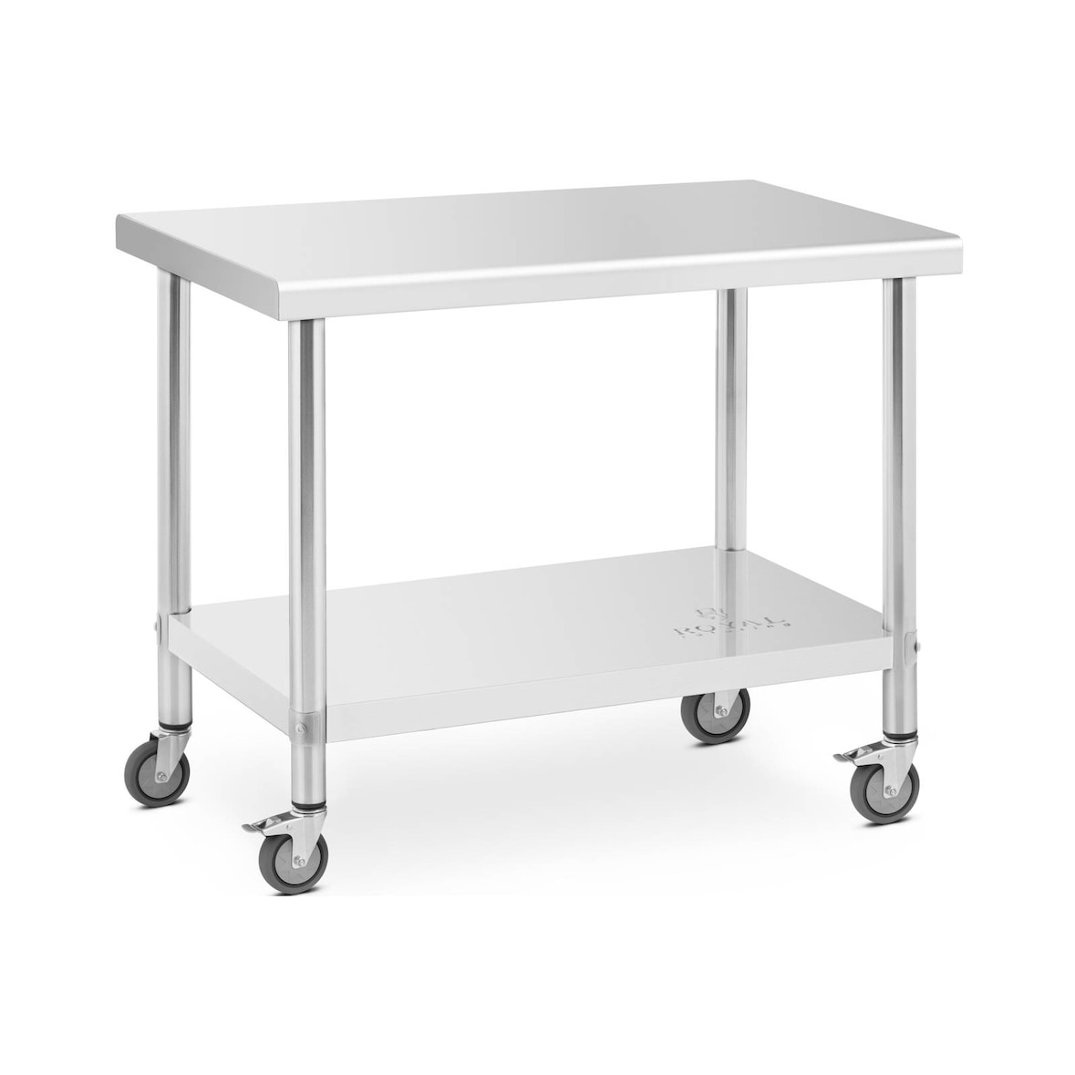 Royal Catering Edelstahltisch mit Rollen - PREMIUM - 60 x 100 cm - 155 kg -