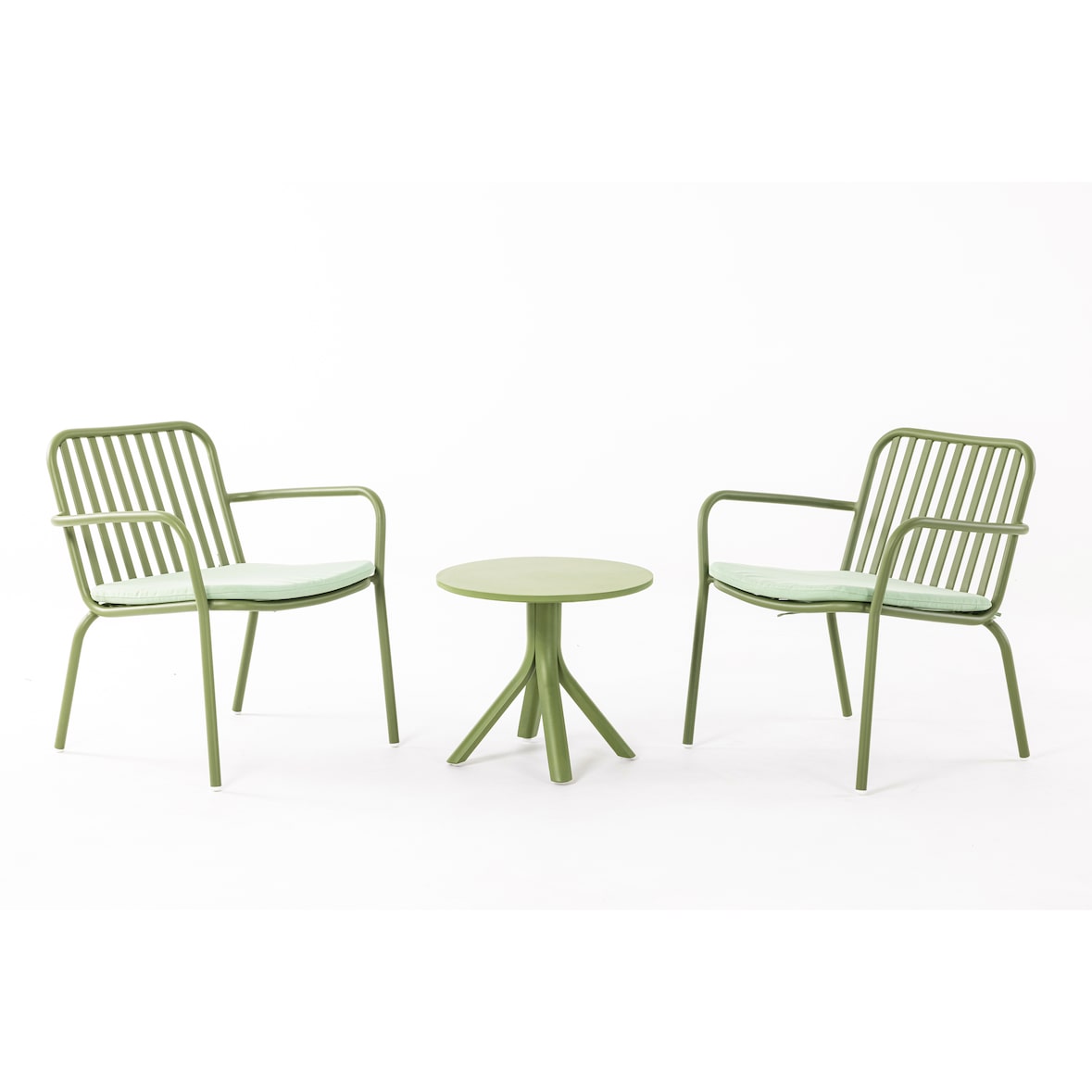 METRO PROFESSIONAL Bistroset Relax Soto, 3-tlg., Aluminium, 1 Tisch, 2 Stühle, oliv