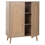 thumbnail of Highboard HWC-M38, Kommode Schrank Sideboard, Staufächer, Kubu Rattan Holz 106x80x41cm ~ Eiche-Optik