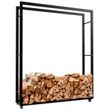 thumbnail of DELUKE® Kaminholzregal innen Metall SATLO mit Rollen Brennholzregal innen Kaminholzständer Kaminholzhalter Feuerholzregal Schwarz, 25x125x150cm