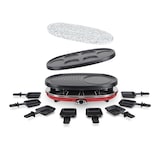 thumbnail of H.Koenig RP418 Raclette-Gerät 4 in 1 / 8 Personen / Raclette, Natursteingrill, Crepe-Platte und Grillplatte / mit 8 Pfännchen / 1500 W / Schwarz/Rot