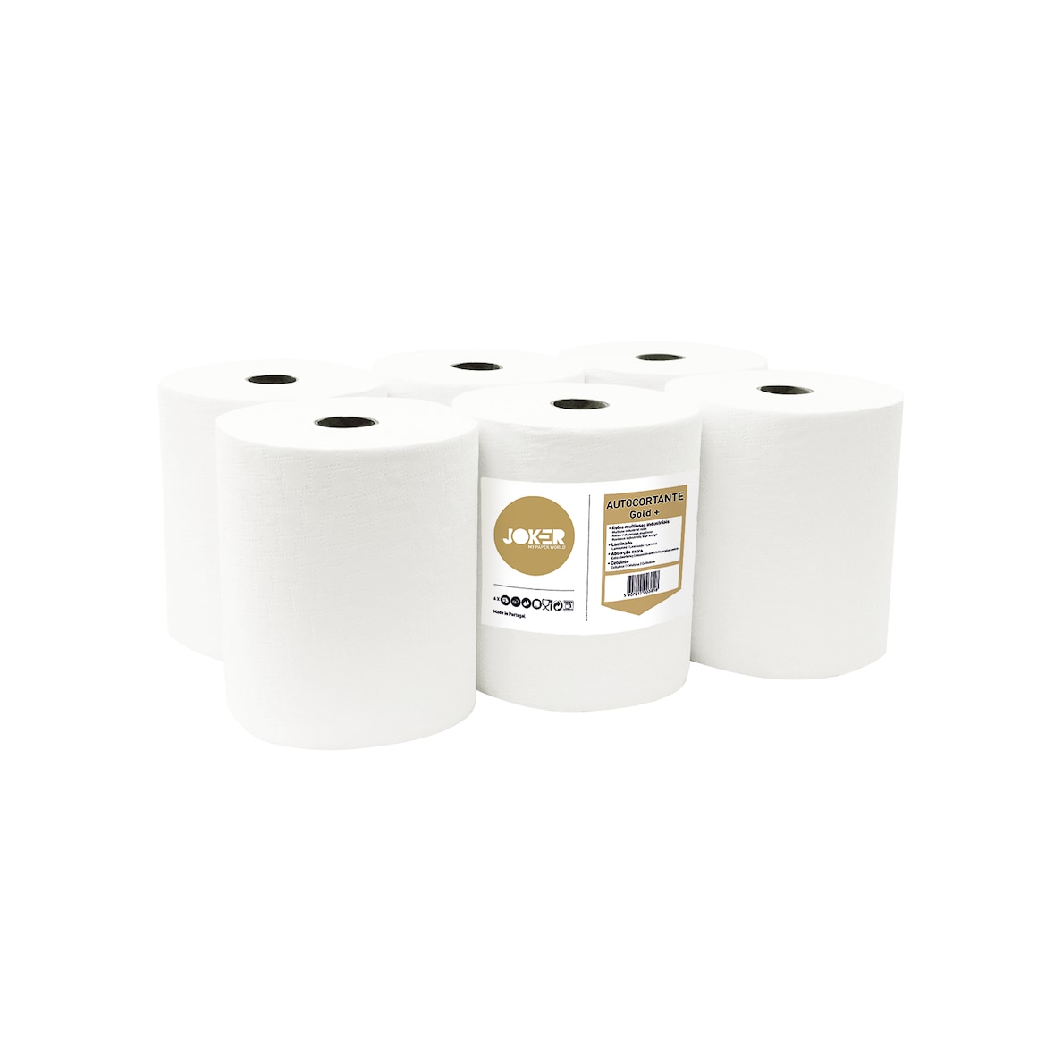 Joker - Rolo toalha de mãos autocorte pasta laminado 150m - máquina de corte automático  - Pack com 6 rolos