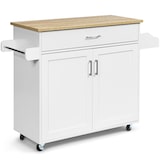 thumbnail of COSTWAY Carrito de cocina con portatoallas y tabla de especias, isla de cocina con cajón y estante ajustable en altura
