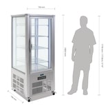 thumbnail of Vitrina refrigerada para pastelería, 4 estantes, acero inoxidable/cristal, 180 x 70,6 x 70,6 cm, refrigeración por aire, 400 L, plata, Polar GD881