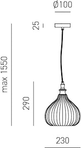 thumbnail of Cleofe S/11 Amber Pendelleuchte – Messinggestell mit Klarglas, 1xE27, max. 60 W, IP20 – Gealuce
