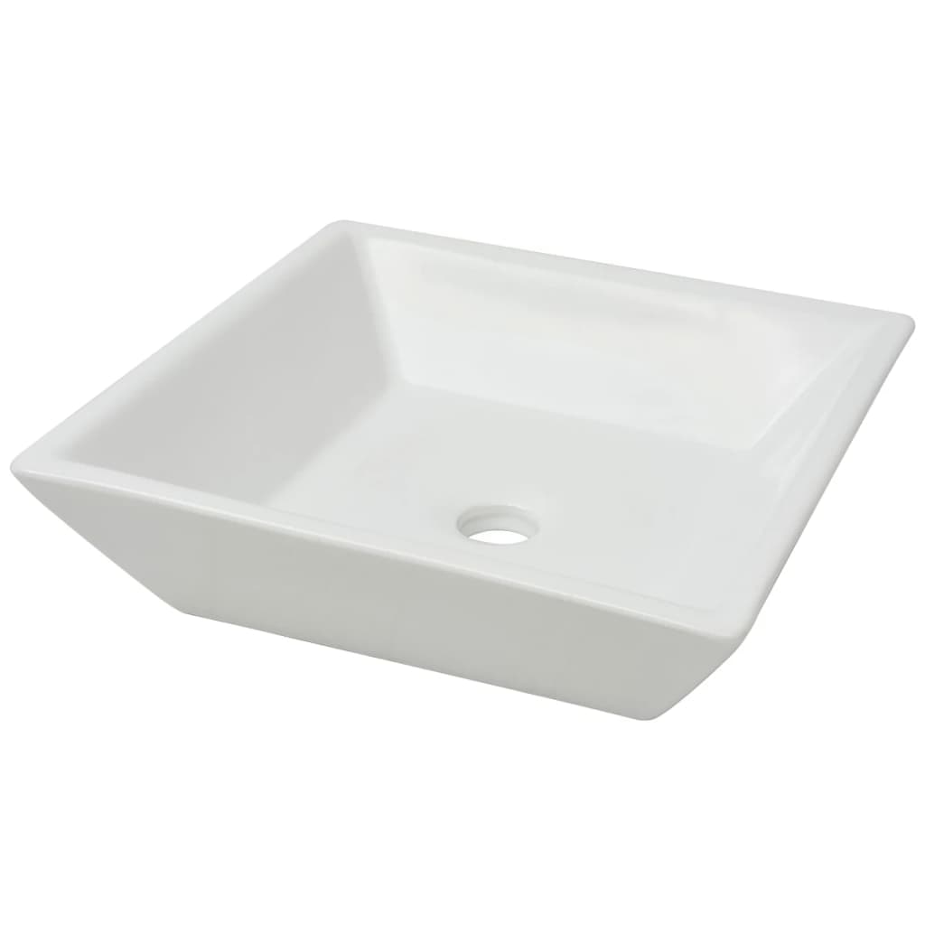 vidaXL Waschbecken Quadratisch Keramik Weiß 41,5 x 41,5 x 12 cm