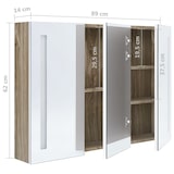 thumbnail of vidaXL LED-Bad-Spiegelschrank 89x14x62 cm Weiß und Eichen-Optik
