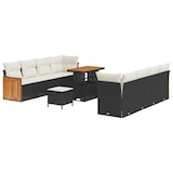 thumbnail of vidaXL 11-teiliges Garten Sofa Set mit Kissen Schwarz Poly Rattan Akazie