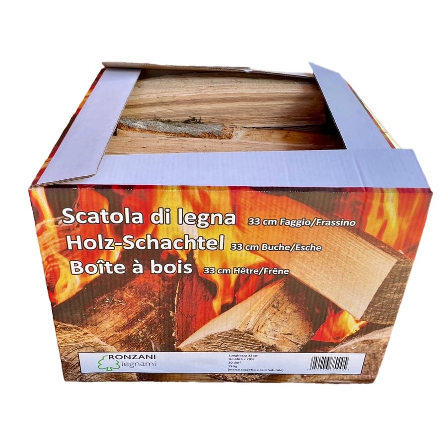 Legna da ardere di faggio e frassino in scatola da 15 kg