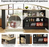 thumbnail of Drehbares Sideboard 120x45x103 cm mit 360 Grad Rotation, Glas Schiebetür, Ablagen und Schubladen, Schwarz, MDF, modern multifunktional