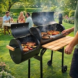 thumbnail of Barbecue A Carbone Con Affumicatore Laterale BBQ Con Termometro Integrato Griglie Cromate Ripiano E Maniglie Griglia 109.5 x 59 x 116 Cm Nero