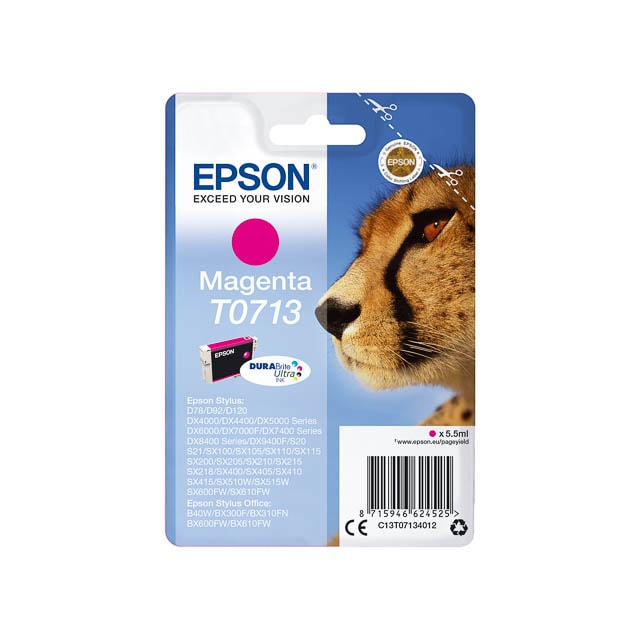 EPSON Cartouche Jet d'Encre DURABrite Ultra Magenta ''Guépard'' (T0713) - C13T07134012