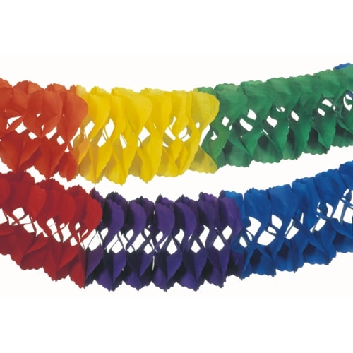 PAPSTAR Großraumgirlande, Papier Ø 25 cm · 10 m "Rainbow" schwer entflammbar