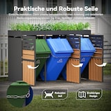 thumbnail of Merax Outdoor Mülltonnenbox für 3×240L Mülltonnen, 199×80×128 cm, 3-türige Mülltonnenverkleidung mit Pflanzkasten, Grau