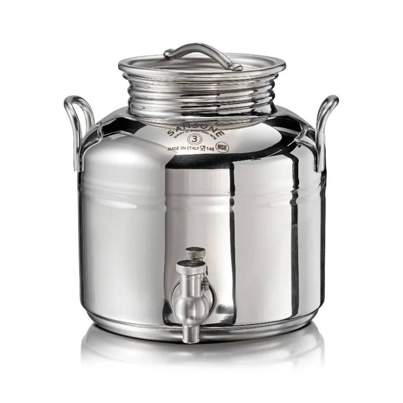 Sansone il gioiello, contenitore bidone olio da 3 litri in acciaio 18/10 con rubinetto e stand