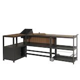 thumbnail of Aluminium Outdoor-Küche 3-teilig HWC-M64, Außenküche Garten Servierwagen Eiskübel Schrank ~ anthrazit, helle Holzoptik