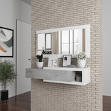 thumbnail of Mobile Maiorca Mobiletto da Ingresso Sospeso con Cassetto Mensola e Specchio Arredo Arredamento Sala 81 x 116 x 29 cm Bianco Lucido e Grigio Cemento