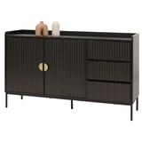 thumbnail of Sideboard HWC-O39, Kommode Schrank Anrichte, 3 Schubladen 2 Türen, Holz Melamin 80x130x42cm ~ Holzoptik schwarz