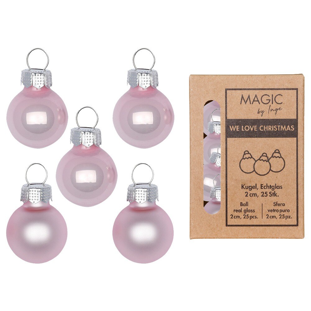 25 Weihnachtskugeln 2cm Glas Christbaumkugeln Weihnachtsbaumkugeln hellrosa
