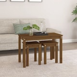 thumbnail of Tables gigognes 3 pcs Marron miel Bois de pin massif Modèle Soleil Zenith Prime