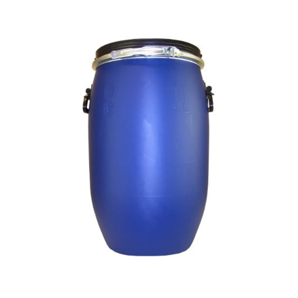 Fût ouverture totale 60l avec couvercle cerclage métallique - BLEU