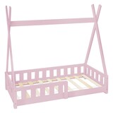 thumbnail of ML-Design Kinderbett Tipi 70 × 140 cm Rosa – Kiefernholz, mit Rausfallschutz & Lattenrost, Hausbett mit Zaun/Bodenbett