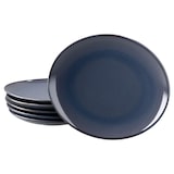 thumbnail of Mäser 6x Natural Kuchenteller oval Steingut 6 Personen Frühstücks-Teller blau