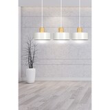 thumbnail of Sospensione Nordica 3 Luci Surya In Acciaio Bianco E Legno