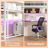 thumbnail of Hochbett 140x200 Metallrahmen mit LED-Beleuchtung, Schreibtisch, 1 Schublade, Regale, Geländer, Stauraum, Multifunktional, Weiß