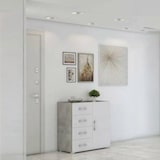 thumbnail of Dmora Kommode Violetta, Buffetschrank mit 1 Tür und 4 Schubladen, Wohnzimmer - Sideboard, Mehrzweckschrank mit Regalen, 90x41h87 cm, Weiß und Beton