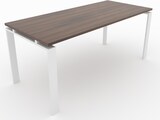 thumbnail of Oficit. Mesa de oficina y hogar. Estructura Marco Abierto blanco con tablero nogal. Fabricado en España. Medidas: 140x60cm (largo x ancho)