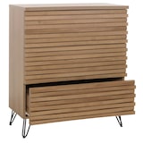 thumbnail of Kommode HWC-M49, Sideboard Schrank Highboard, 3D-Design 3 Schubladen MDF Metall 94x80x45cm ~ natur