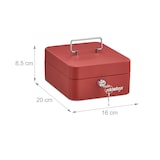 thumbnail of Relaxdays Geldkassette mit Münzzählbrett, abschließbar, Stahl, tragbar, Kleingeld & Scheine, HBT: 8,5 x 16 x 20 cm, rot