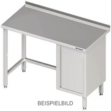 thumbnail of Stalgast Edelstahl Arbeitstisch ohne Grundboden, 900x600x850 mm, mit Flügeltürschrank links, mit Aufkantung, verschweißt