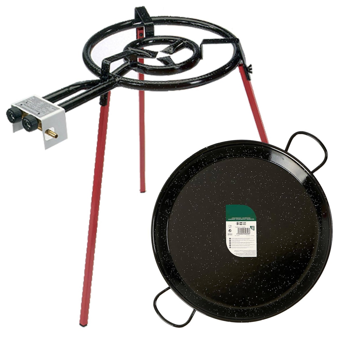 San Ignacio - Juego de paellera esmaltada 46cm quemador 400 colección LA DEHESA